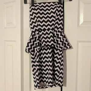 Black and white chevron peplum dress